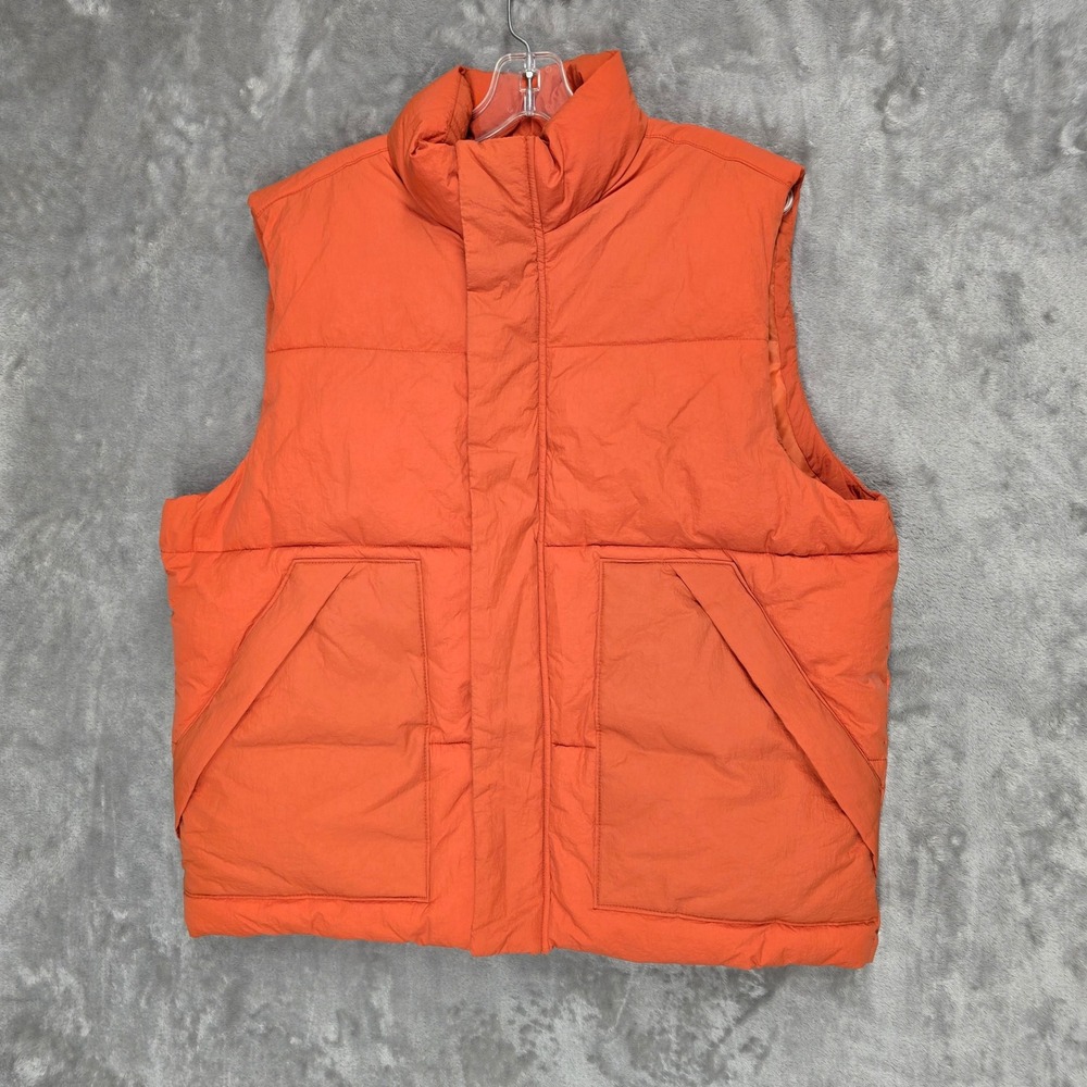 Old Navy Puffer Vest Womens L Orange Water-Resistant Quilted Gorpcore Outerwear